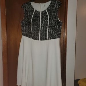 A gorgeous black and white sweetheart dress